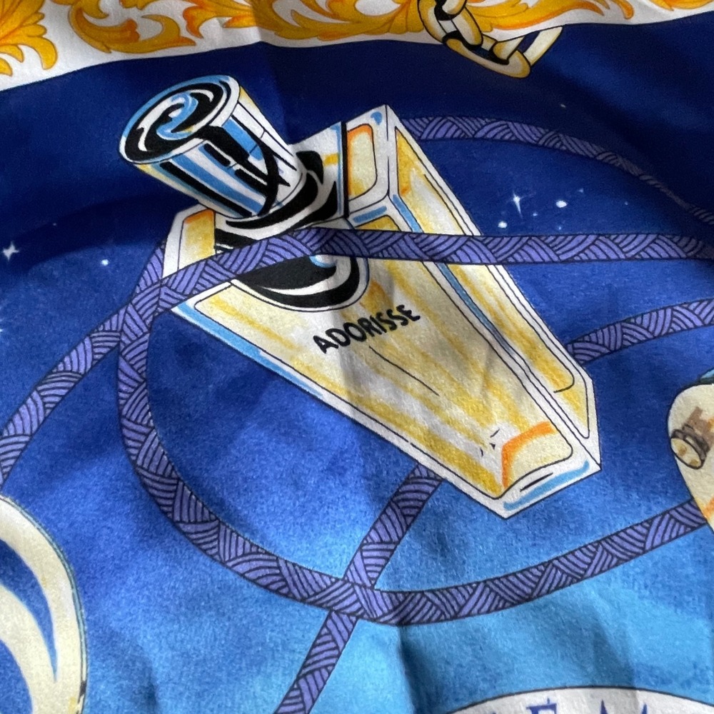 Jafra Cosmetics Scarf Temps Fugit Adorisse Italian Iverson Designer Blue Vintage - Picture 7 of 12
